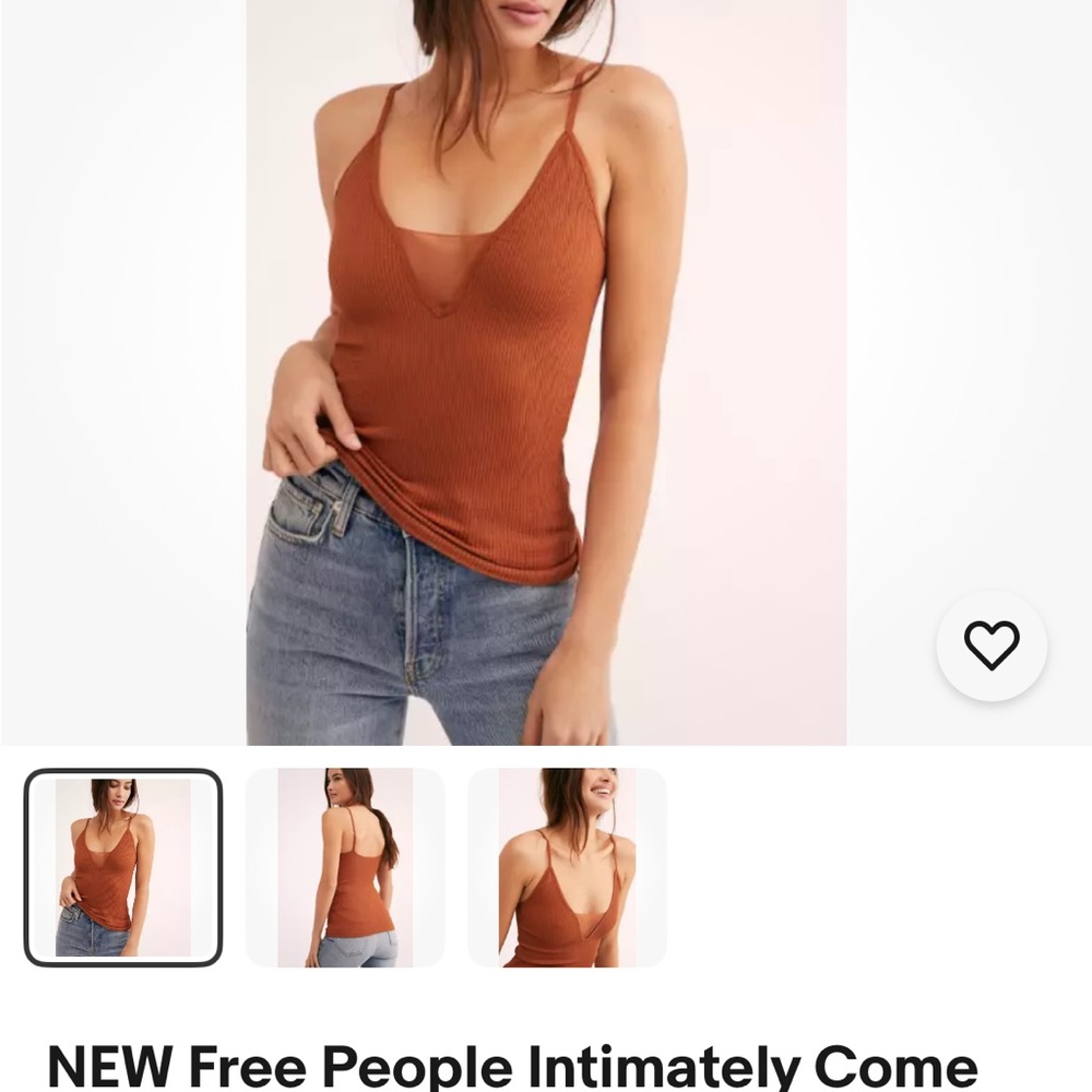 Free People Women's Brown Ribbed Tank Top
